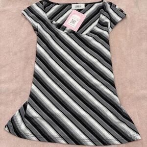 y2k grunge striped shimmery blouse top